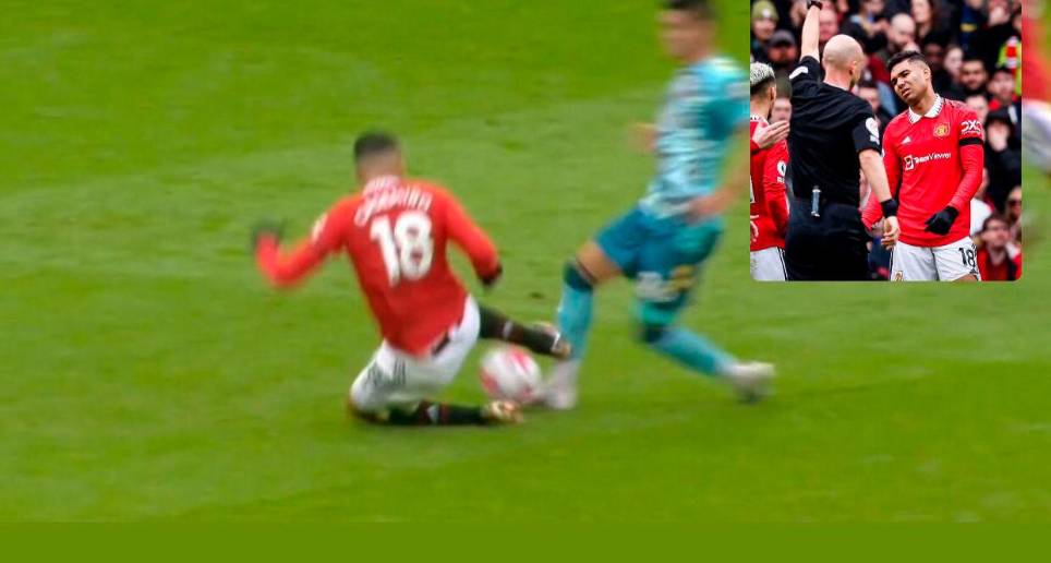 Casemiro lleva 2 expulsiones en 37 partidos con Manchester United. FOTO CAPTURA DE PANTALLA DAZN Y @MUnitedEs