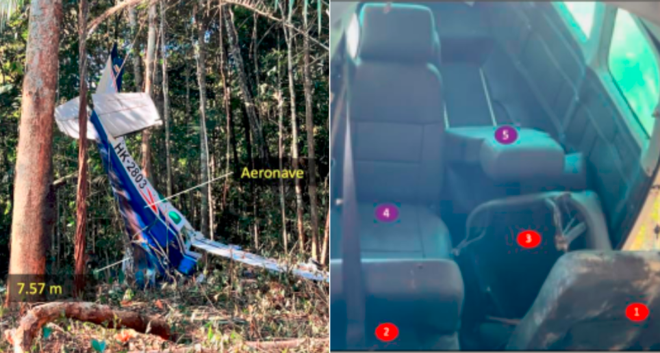 Imagenes del accidente aéreo reportado el pasado 1 de mayo. En él murieron 3 adultos y 3 niños permanecen peridos. FOTO: INFORME