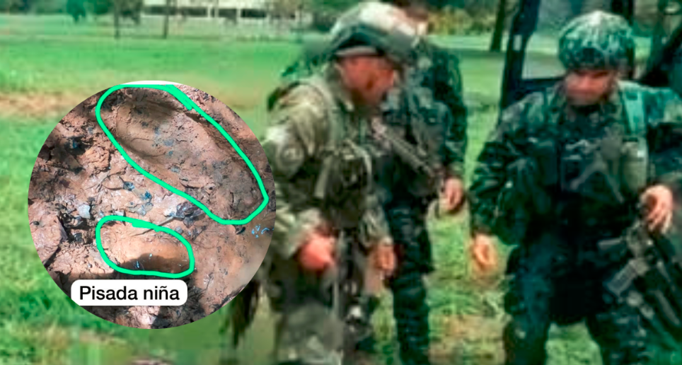 El Ejército envió fotografías de una huella de una niña al lado de una huella de un militar. FOTO: CORTESÍA