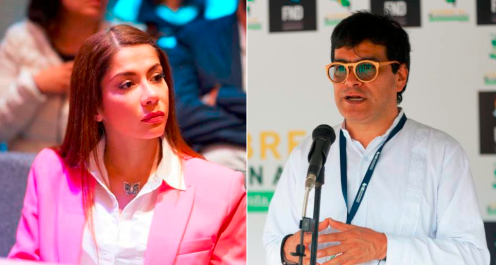 La representante del Partido Verde, Catherine Juvinao, y el alto comisionado para la paz, Danilo Rueda. FOTO: COLPRENSA