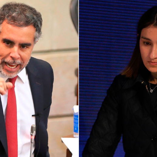 El embajador de Colombia en Venezuela, Aramando Benedetti, y la jefa de gabinete, Laura Sarabia. FOTO: COLPRENSA