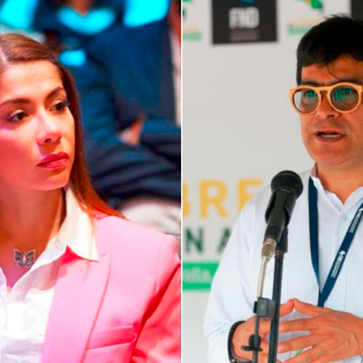 La representante del Partido Verde, Catherine Juvinao, y el alto comisionado para la paz, Danilo Rueda. FOTO: COLPRENSA
