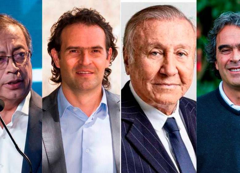 Gustavo Petro, Federico Gutiérrez, Rodolfo Hernández y Sergio Fajardo han cambiado de posición en diferentes asuntos sobre los que han hablado en la contienda presidencial en marcha. FOTO ARCHIVO