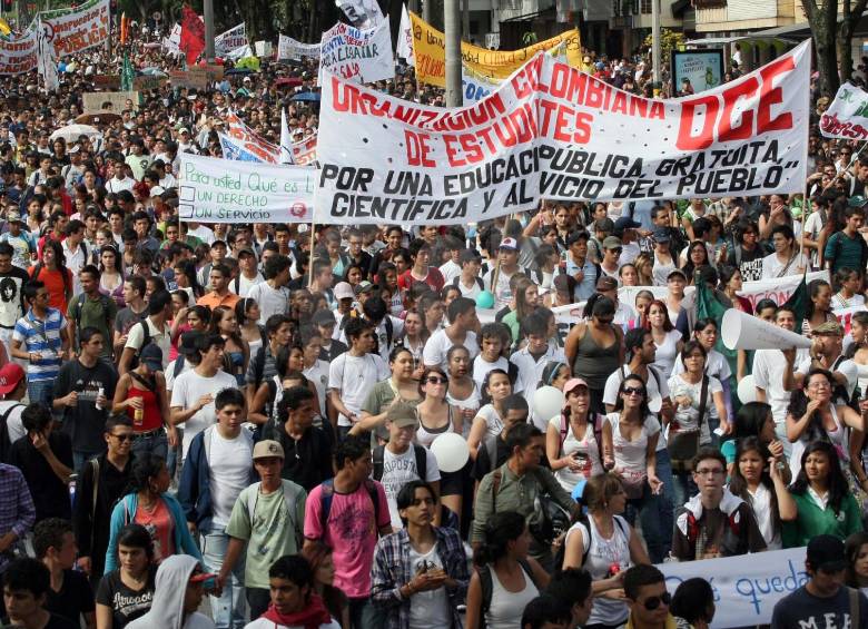 Los estudiantes marcharon el año pasado durante más de un mes. El paro de este jueves reúne a más sectores. FOTO jaime pérez