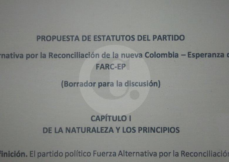 Este es parte del borrador de los estatutos del nuevo partido de las Farc. 