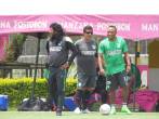 José René Higuita, Fabio Calle y Camilo Zúñiga, durante el entrenamiento de Nacional en Guarne. Algunos tienen la suerte de ser recibidos y vuelven a brillar. FOTO cortesía A. Nacional