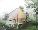 Este es el aspecto que tendría el prototipo de vivienda rural. Entre sus características destacan la reutilización de residuos orgánicos para compostaje y una cubierta de 60 m2 que recolectaría hasta 9.1 m3 de aguas de lluvia al mes. FOTO cortesía fp arquitectura