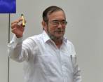 Timoleón Jiménez, ‘Timochenko’, antes de la firma del acuerdo de fin del conflicto. FOTO AFP