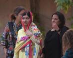 Malala a su regreso a Pakistán. FOTO AFP