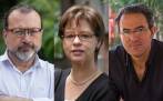 De izquierda a derecha, los tres finalistas de este año: William Ospina, Piedad Bonnett y Juan Gabriel Vásquez. FOTOS Andrés Camilo Suárez, Edwin Bustamante y cortesía hay festival