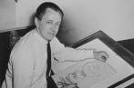 Charles Schulz, con un boceto de Carlitos. Cortesía: Roger Higgins