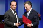 Hollande confirmó que irá con él a la zona veredal para ver dichos avances, pero dijo que también para ver cómo pueden colaborar más en el posconflicto. FOTO AFP