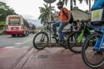 Estación Poblado, en el momento en que comenzó la jornada sin carro y moto en el Aburrá. Foto Esteban Vanegas