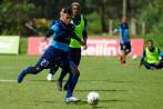 Leonardo Castro en el último entrenamiento del DIM antes de viajar a Tunja para el juego ante Patriotas. El delantero le marcó al conjunto boyacense en la Liga-1 del año pasado. FOTO Cortesía DIM 