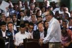 Cuatro gobernadores, un alcalde (Medellín) y 13 líderes de comunidades, además del procurador Fernando Carrillo, y del contralor Felipe Córdoba, presidieron la audiencia. FOTO Edwin Bustamante 
