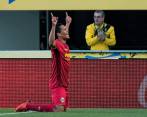 Carlos Bacca celebra el gol que marcó con Villarreal, en la victoria 0-2 ante Las Palmas. FOTO EFE