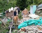 Así quedó la vivienda de Guillermo León Sosa, en la vereda El Retiro de Amalfi. FOTO CORTESÍA BOMBEROS AMALFI