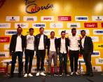 Colombianos en la presentación del Tour Colombia: Hernando Bohórquez, Rodrigo Contreras. Álvaro Hodeg, Sergio L. Henao, Miguel Á. López, Fernando Gaviria y Nairo Quintana. FOTO Fedeciclismo