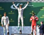 Nico Rosberg fue primero, Lewis Hamilton fue segundo y Sebastian Vettel fue tercero en Melbourn. FOTO AP