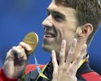 Phelps celebra su cuarta medalla de oro en estos los olímpicos de Río 2016. FOTO AP
