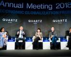El ministro de Hacienda, Mauricio Cárdenas, resaltó el valor del reentrenamiento de las personas afectadas por la globalización para eliminar desigualdades sociales. FOTO Foro Económico Mundial