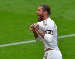 Sergio Ramos celebra para el Real. Foto AFP