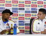 James Rodríguez y Camilo Zúñiga ofrecieron este lunes una conferencia de prensa en el estadio San Carlos de la Universidad Católica de Chile. FOTO REUTERS