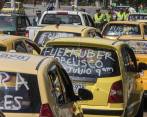 Protestas de taxistas en las calles de Medellín. Foto: Robinson Sáenz Vargas