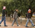 Algunos integrantes del equipo de Actualidad Panamericana, quienes no quieren revelar su identidad. Tienen varias profesiones como periodistas, diseñadores o animadores y su punto de encuentro es el humor. FOTO guillermo torres - revista semana