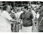 Belisario Betancur, durante el acto de posesión del gobernador de Antioquia, Nicanor Restrepo Santamaría. Puerto Berrío, 1983. FOTO Archivo El Colombiano