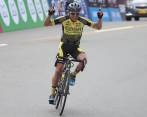 El boyacense Salvador Moreno (Ebsa) ganó la quinta etapa de la Vuelta a Colombia. FOTO Cortesía Fedeciclismo