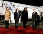 El presidente de Francia, François Hollande, fue recibido por la ministra de Relaciones Exteriores, María Ángela Holguín. Foto Colprensa-Cancillería