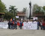 Estudiantes de la Universidad de Antioquia Protestan por cambios a examen de admisión. FOTO JESSICA CANO