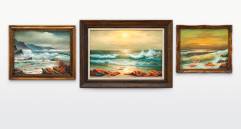 Los tres viejos lienzos representan paisajes marinos del siglo XIX. Foto: Cortesía Sotheby’s