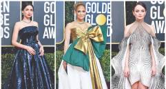 Ana de Armas, Jennifer López y Kit Harington en la alfombra roja de los Globos de Oro 2020. FOTOS AFP / EFE