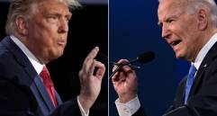 El presidente Donald Trump y el republicano Joe Biden cerraron anoche, en Nashville (capital del estado de Tennessee), la etapa de debates de cara a las elecciones del 3 de noviembre. FOTO AFP