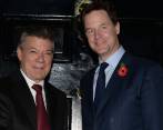 El presidente Juan Manuel Santos se reunió con el primer viceministro inglés, Nick Clegg. FOTO COLPRENSA