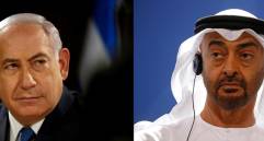 El primer ministro de Israel, Benjamín Neatanyahu (izq.), y el príncipe heredero de Emiratos Árabes Unidos, Mohammed ben Zayed Al-Nahyan, acordaron tener relaciones diplomáticas. FOTO afp