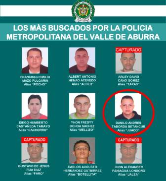 El cartel de los más buscados de Bello. FOTO CORTESÍA MEVAL