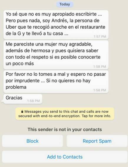 ¿Es o no acoso el mensaje del conductor de Uber? Esto dice la ley