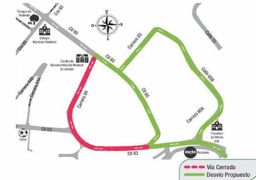 Estos son los cierres de la calle 63 y la carrera 84 y las rutas alternas que EPM propone. MAPA EPM Estos son los cierres de la calle 63 y la carrera 84 y las rutas alternas que EPM propone. MAPA EPM