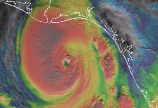 Imagen en infrarrojo del letal huracán Harvey en agosto de 2017, captada por el satélite Goes 16. FOTO NOAA