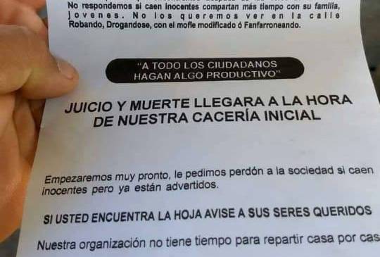 Panfleto que circuló por Whatsapp en Bello. FOTO CORTESÍA