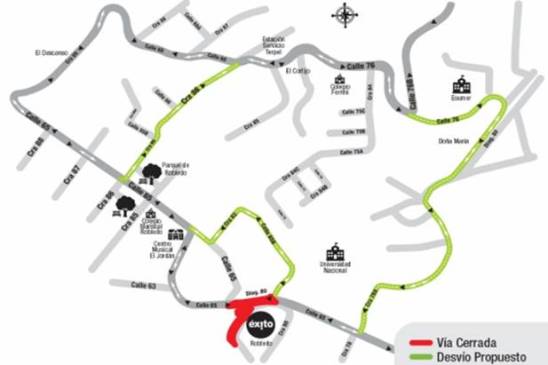Este es el cierre de la diagonal 80 entre las calles 65 y 65B y las rutas alternas que EPM propone. MAPA EPM Este es el cierre de la diagonal 80 entre las calles 65 y 65B y las rutas alternas que EPM propone. MAPA EPM