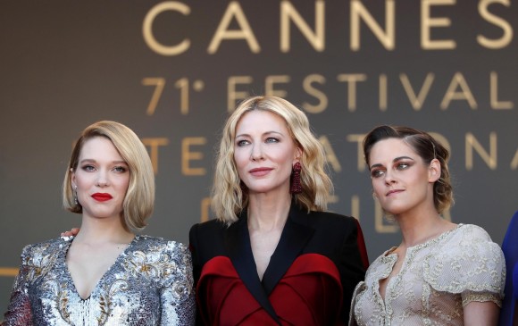 En la edición de 2018 del Festival las mujeres fueron protagonistas. Cate Blanchett (centro), presidenta del jurado, en compañía de Lea Seydoux y Kristen Stewart. Foto: Efe