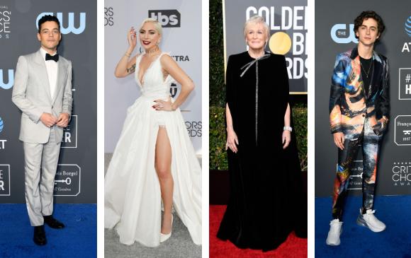 Rami Malek, Lady Gaga, Glenn Close y Timothée Chalamet, protagonistas de las tres primeras galas de premios del año. FOTOS AFP Y EFE