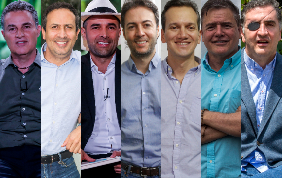 De izquierda a derecha, Aníbal Gaviria, Santiago Gómez, Andrés Guerra, Daniel Quintero, Alfredo Ramos, Mauricio Tobón y Juan Carlos Vélez.