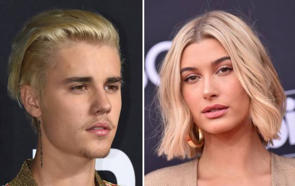 Estas dos fotos de archivo muestran al cantante Justin Bieber asistiendo a la línea de otoño de hombres de Yves Saint Laurent en 2016 y a la modelo Hailey Baldwin en los Premios Billboard de la Música de 2018 FOTO: AFP