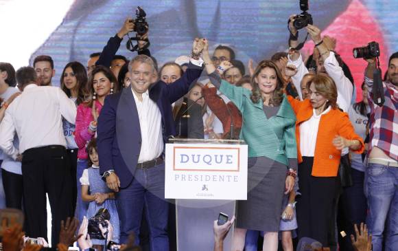 Igual a lo que repitió durante toda su larga campaña presidencial, Duque dijo que no gobernará con odios ni espejo retrovisor. FOTOS Manuel saldarriaga