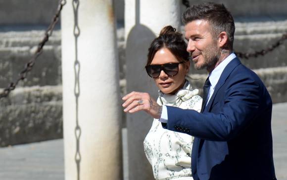 David Beckham y Victoria Bekcham, a su llegada a la catedral. FOTO Cristina Quicler (AFP)